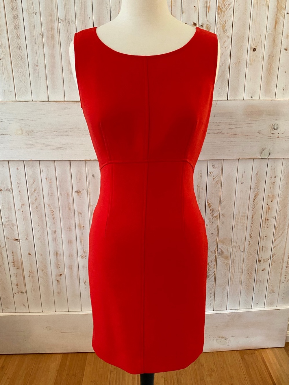 Milly Red Sleeveless Sheath Dress with Exposed Back Zip